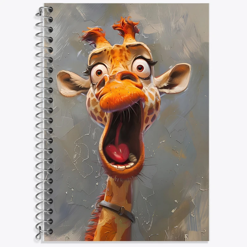 دفتر زبان 50 برگ خندالو مدل سه خط طرح زرافه بامزه کد F6587