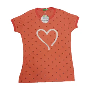 تی شرت آستین کوتاه دخترانه مدل قلب