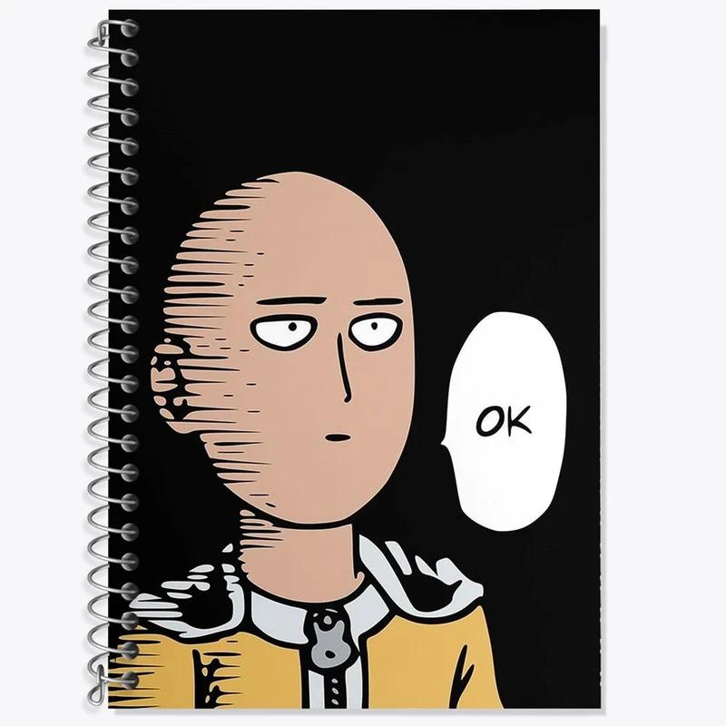 دفتر زبان 50 برگ خندالو مدل دو خط طرح سایتاما انیمه مرد تک مشتی One Punch Man کد 10520