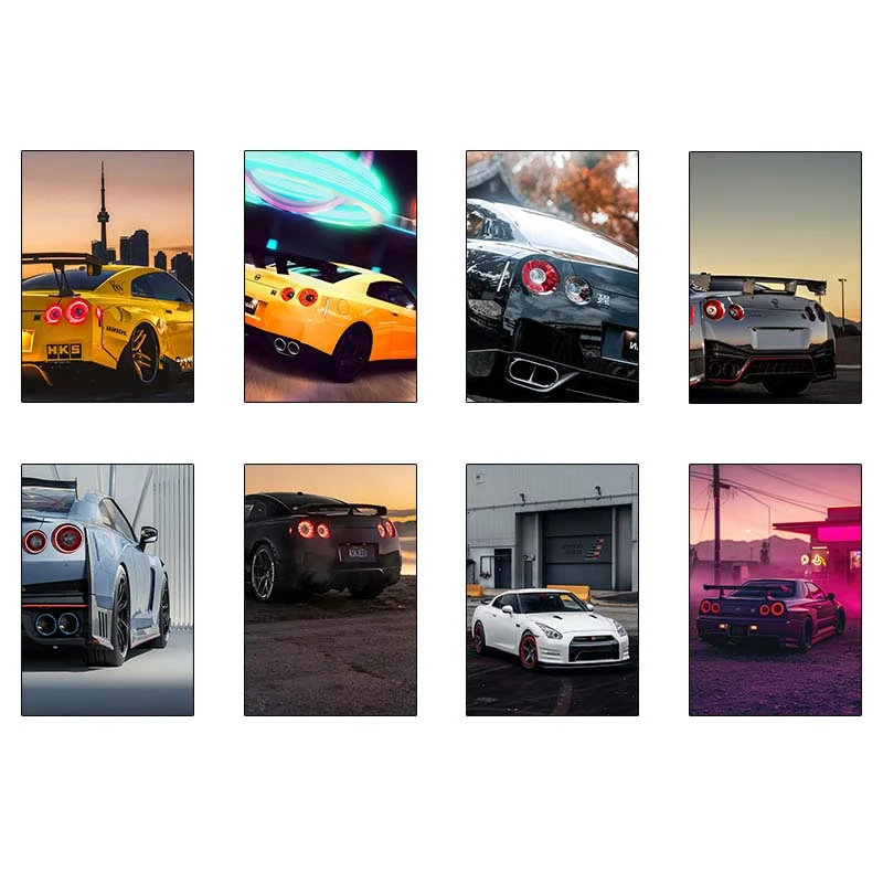 پوستر کارنيکا طرح نیسان جی‌تی‑آر Nissan GT‑R کد 95645 مجموعه 8 عددی
