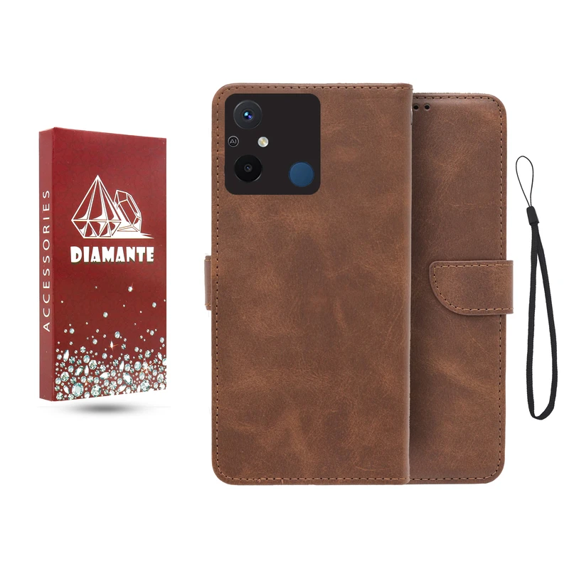 کیف کلاسوری دیامانته مدل جاکارتی بنددار مناسب برای گوشی موبایل شیائومی Redmi 12C به همراه بند آویز