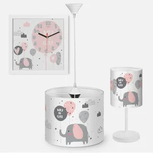 لوستر کودک مدل فیل و بادکنک کد EL-P-4765 به همراه آباژور و ساعت