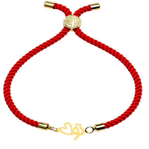 دستبند طلا 18 عیار زنانه کرابو طرح تو و قلب مدل kr101301