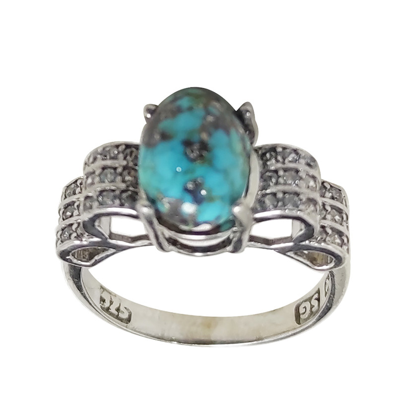 انگشتر نقره زنانه سلین کالا مدل فیروزه نیشابور طبیعی کد Mps-9