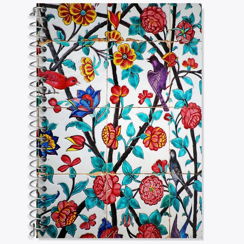 دفتر زبان 50 برگ خندالو مدل سه خط طرح کاشی کد 2181