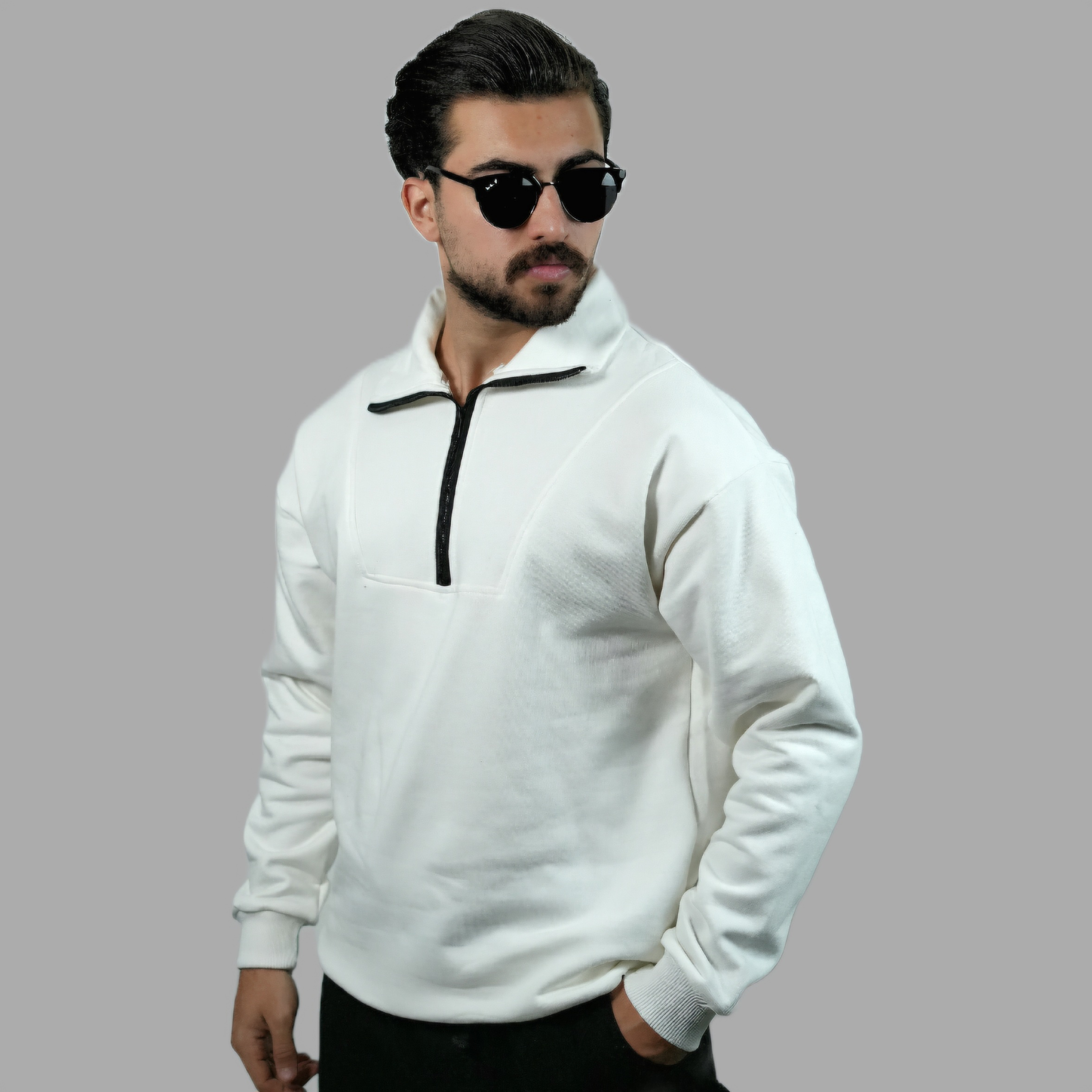 سویشرت مردانه مدل دورس نیم‌ زیپ 07