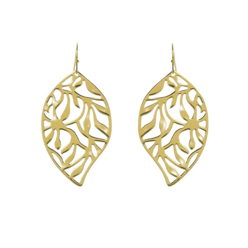 گوشواره طلا 18 عیار زنانه قیراط طرح برگ کد GH3664