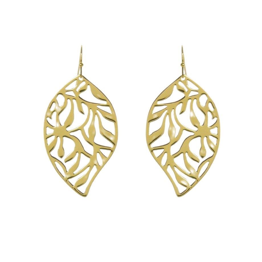 گوشواره طلا 18 عیار زنانه قیراط طرح برگ کد GH3664 -  - 1