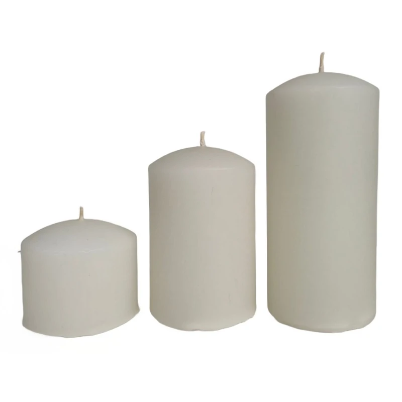 شمع استوانه ای بدون بو مدل سرمحدب زمان اتمام 184 ساعت بسته ۳ عددی 
