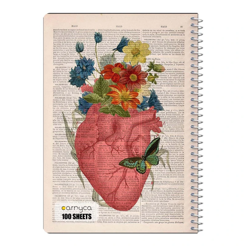 دفتر مشق 100 برگ سیمی کارنیکا طرح روزنامه وینتج قلب Vintage Newspaper Heart کد 24299
