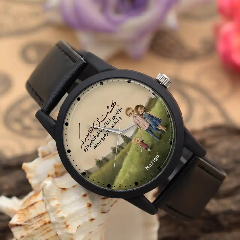 ساعت مچی عقربه ای ناکسیگو مدل پدر و مادر کد LF12560