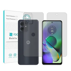 Rock space HyGEL model transparent screen protector suitable for Motorola Moto G54 mobile phone along with the phone back protector