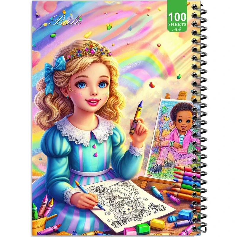 دفتر نقاشی 100 برگ بله مدل رحلی طرح فانتزی دختر طراح کد A4-N106