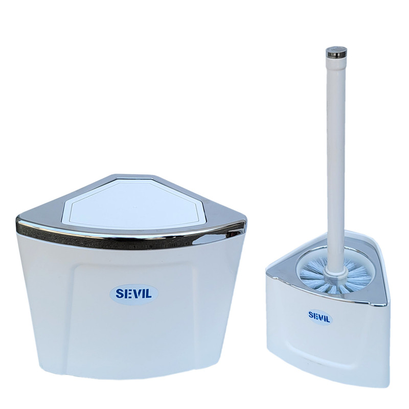 ست سطل زباله و فرچه مدل دیواری سویل کد 112