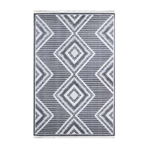 فرش ماشینی 320 شانه فرش سهند زمینه خاکستری حاشیه طوسی مدل S03E.UD