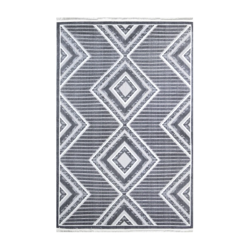 فرش ماشینی 320 شانه فرش سهند زمینه خاکستری حاشیه طوسی مدل S03E.UD