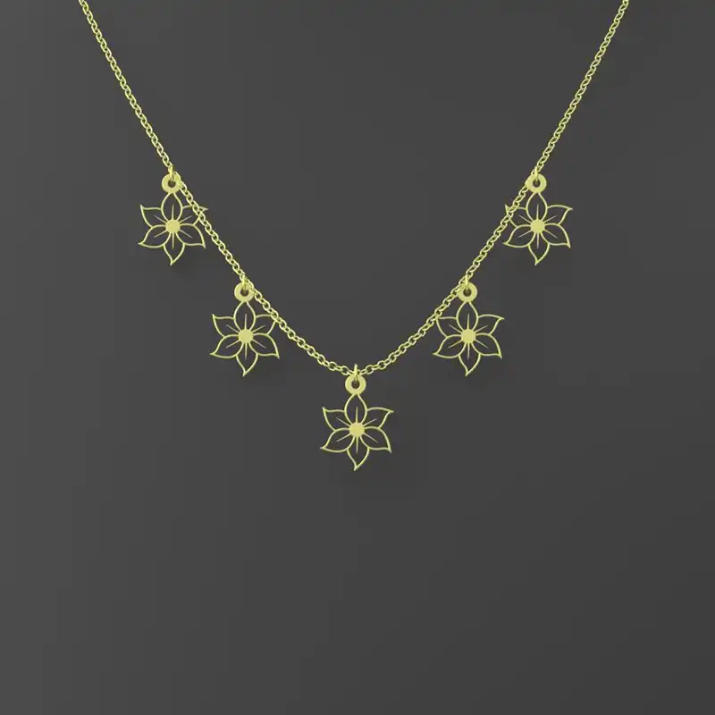 گردنبند طلا 18 عیار زنانه مدوپد مدل گل کد RNA12459