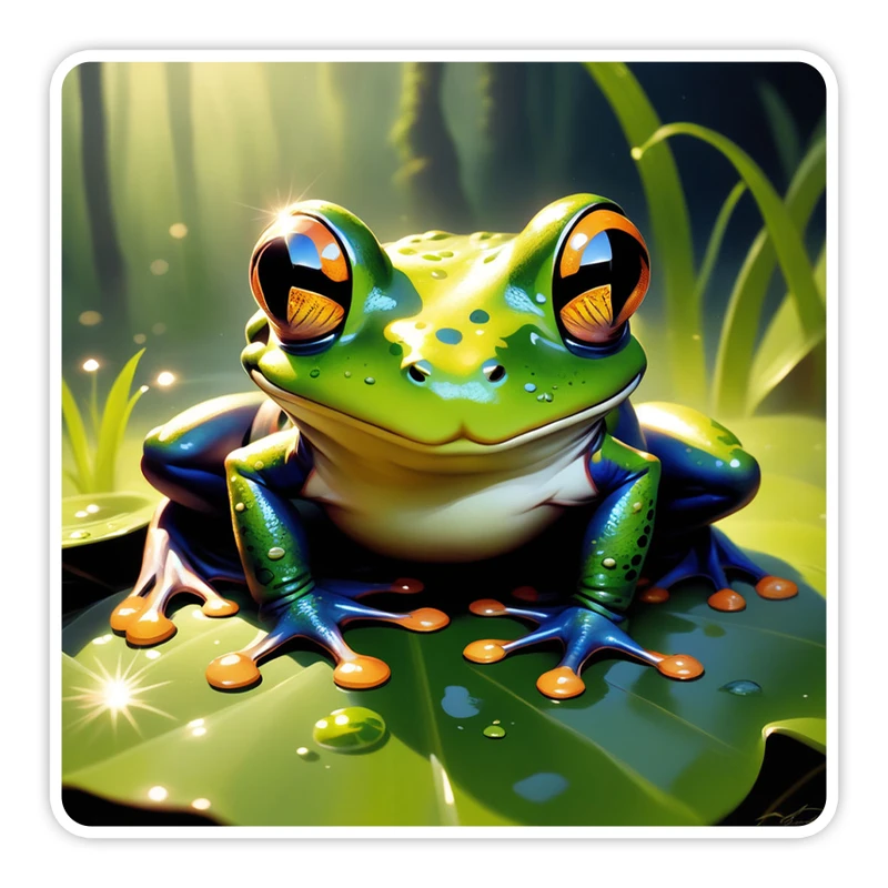 استیکر لپ تاپ و موبایل گوفی طرح قورباغه مدل Green Frog 546