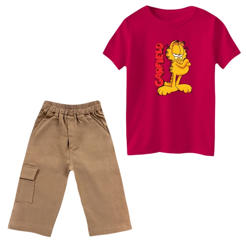 ست تی‌شرت و شلوارک پسرانه مدل گارفیلد کد 4