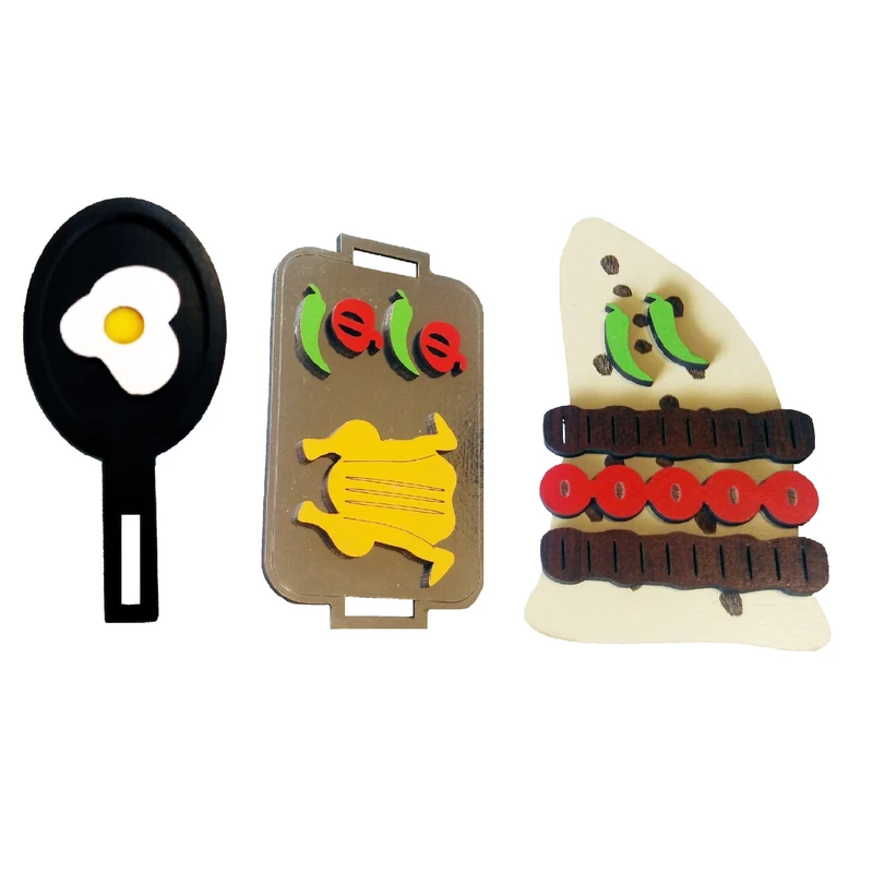 مگنت چوب ارا طرح سلف سرویس روزانه چوبی مدل E300 بسته 3 عددی