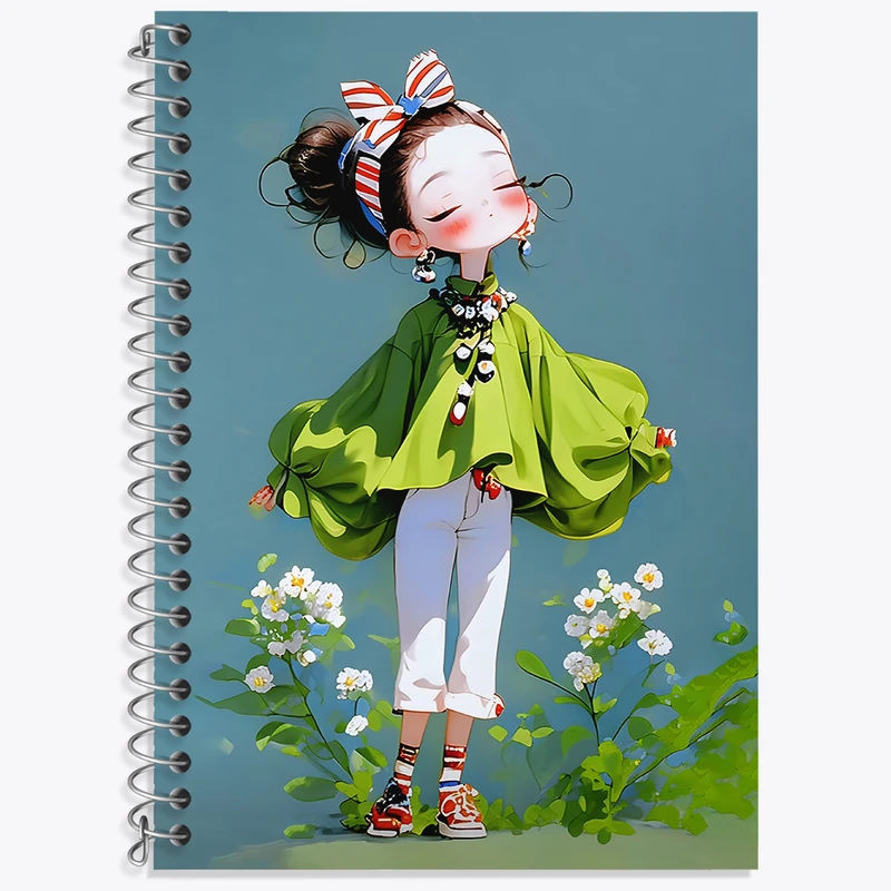 دفتر زبان 50 برگ خندالو مدل سه خط طرح دخترانه کیوت کد N3006