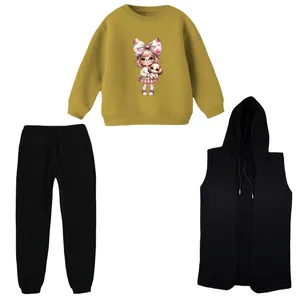 ست 3 تکه لباس راحتی بچگانه مدل دخترک و سگ کد 10    