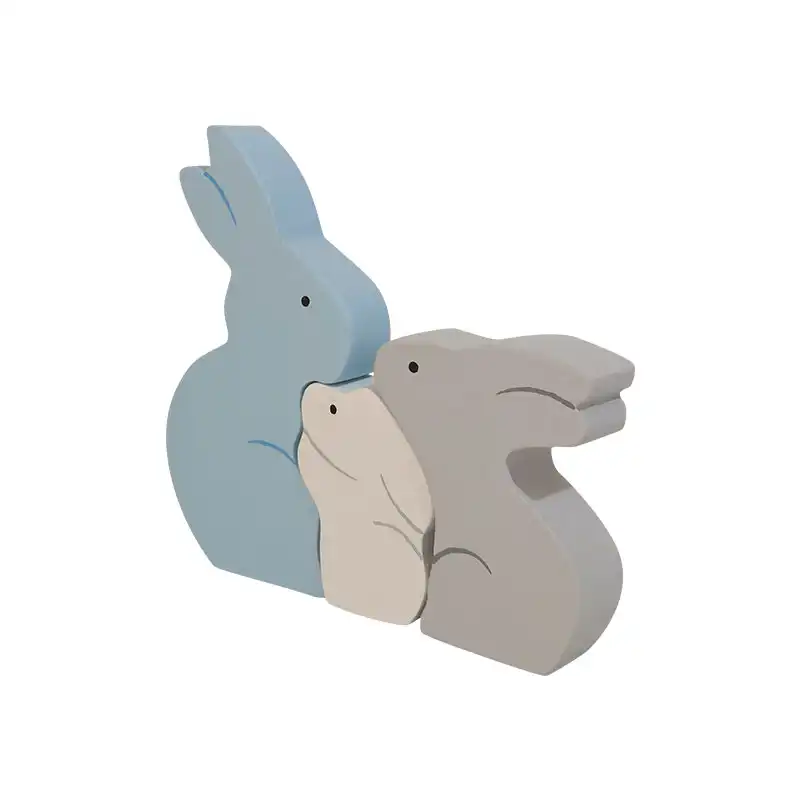 اسباب بازی چوبی طرح پازل خانواده خرگوش مدل MKT26-F مجموعه 3 عددی