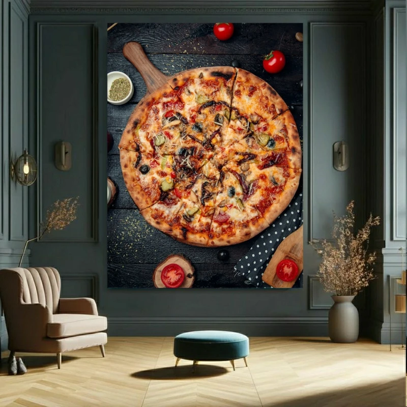 تابلو بوم طرح پیتزای تازه مدل نان برشته کد FP105256