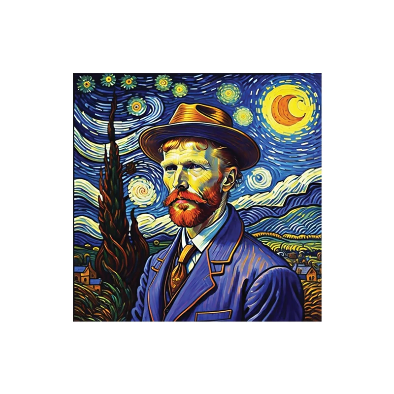 زیر لیوانی مدل رومادون طرح ونگوگ VanGogh و نقاشی شب پر ستاره کد 04