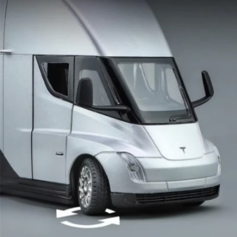 ماکت ماشین ناب سل مدل تریلی فلزی کشنده تسلا سمی موزیکال چراغدار همراه با ایستگاه شارژ TESLA Semi Truck Model Trailer NAAB001