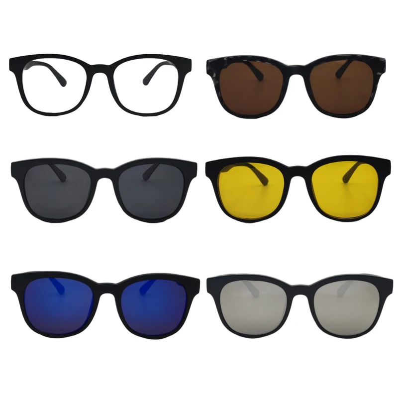 فریم عینک طبی فرم خاص مدل TR2207A مناسب برای انواع فرم صورت به همراه 5 کاور آفتابی مجموعه 6 عددی