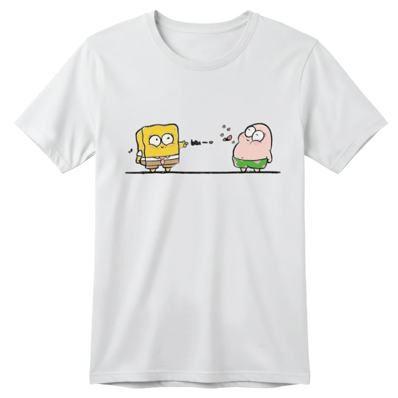 تی‌شرت آستین کوتاه بچگانه مدل پاتریک و باب اسفنجی کد p1  