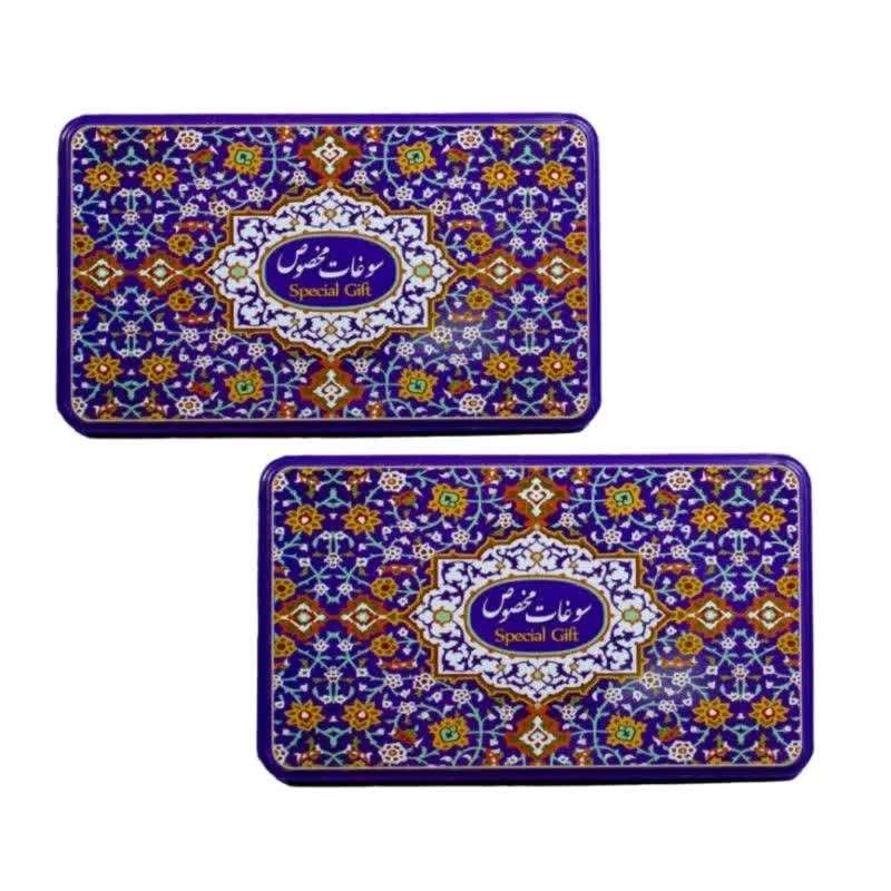 مسقطی ترکیبی جعبه فلزی هفت رنگ  حلوا مسقطی لاری ترنج - 750 گرم مجموعه 2 عددی