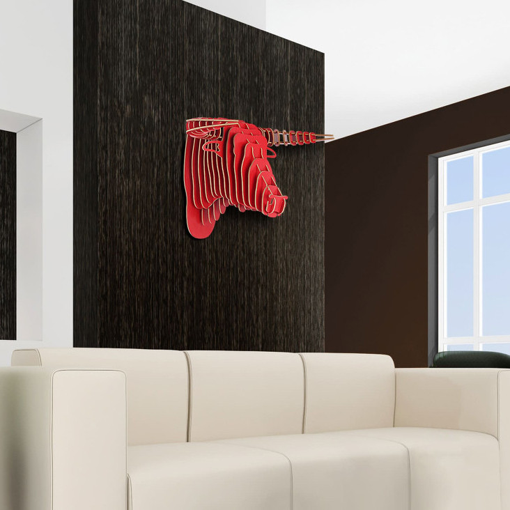 دیوارکوب مدل سردیس چوبی سه بعدی گاو کد T49