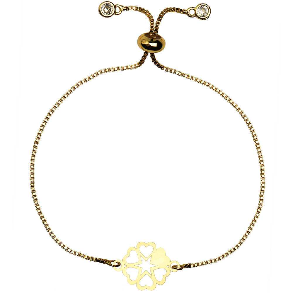 دستبند طلا 18 عیار زنانه کرابو طرح گل و قلب مدل Kr1610