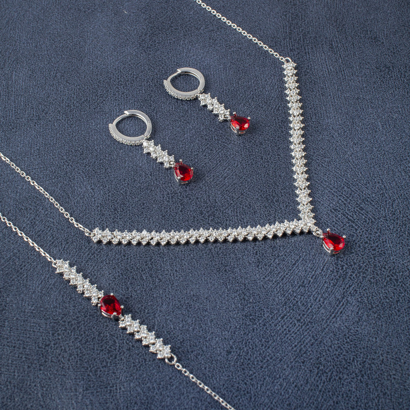 نیم ست نقره زنانه مدل یاقوت MRJ2530 نیم ست نقره زنانه مدل یاقوت MRJ2530