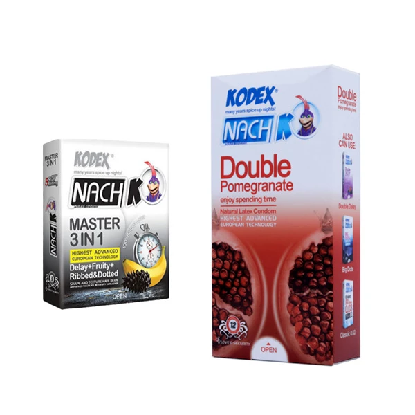 کاندوم تاخیری ناچ کدکس مدل DOUBLE بسته 12 عددی به همراه کاندوم تاخیری ناچ کدکس مدل 3ln1 بسته 3 عددی
