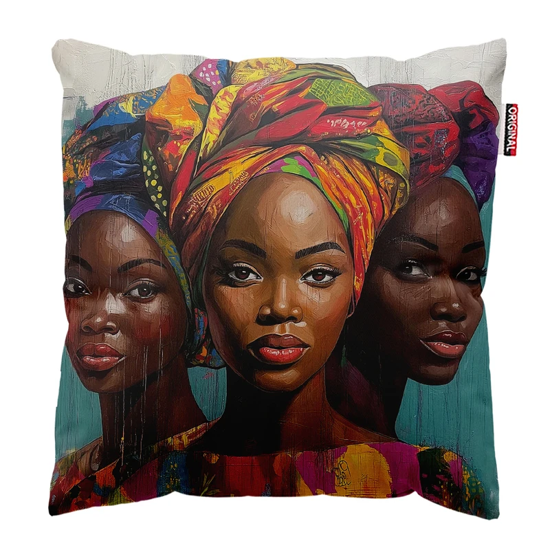 کوسن پاد آفرین مدل آفریقایی طرح زن کد PK402312 سایز 40*40 سانتی متر