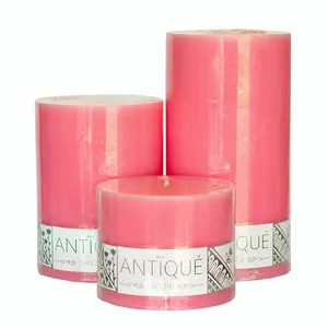 شمع آنتیک مدل پهن مغز رنگی مجموعه 3 عددی