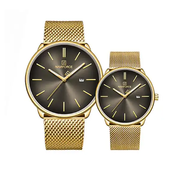 ست ساعت مچی عقربه ای زنانه و مردانه نیوی فورس مدل NF3012GL GB