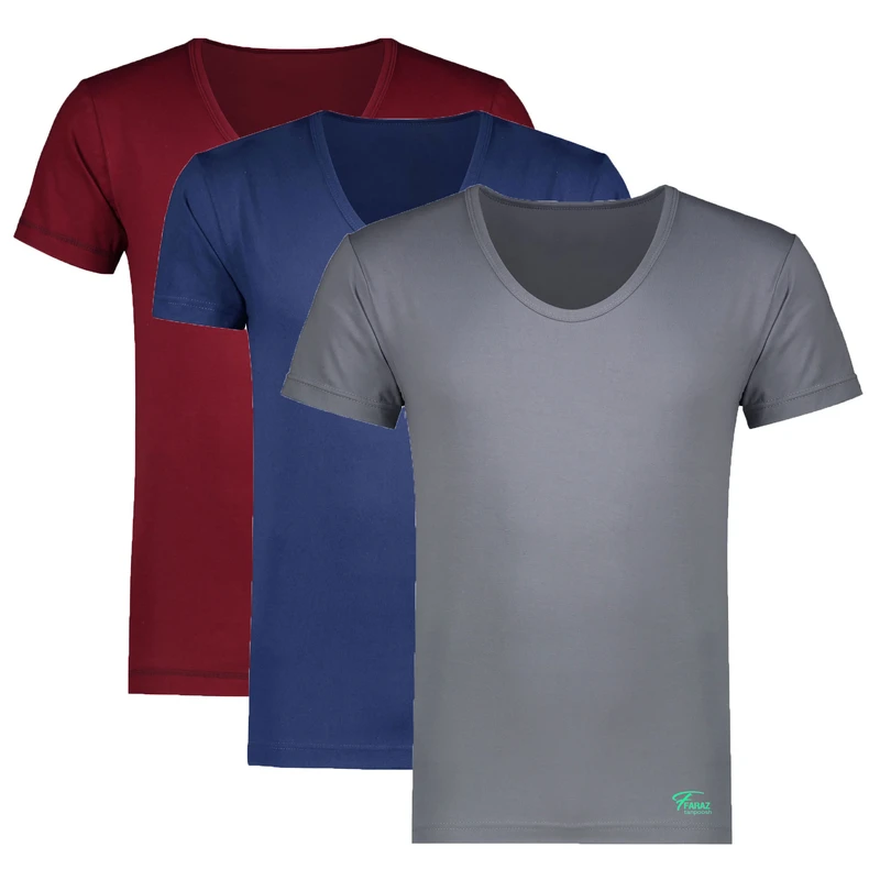 زیرپوش آستین دار مردانه مدل نخ پنبه  مجموعه 3 عددی