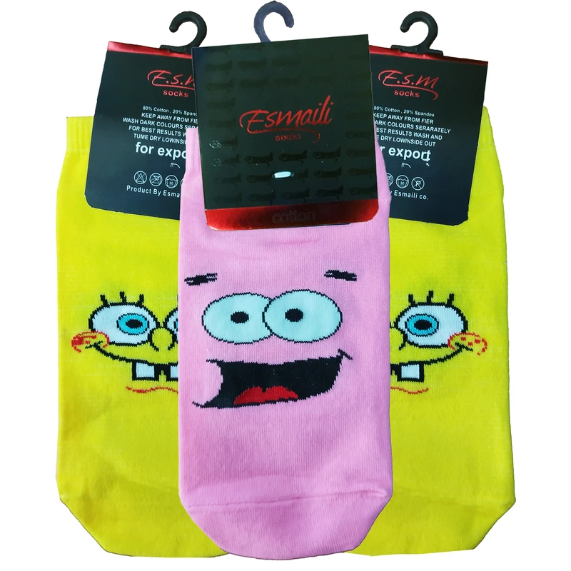 جوراب ساق کوتاه زنانه مدل پاتریک و باب  بسته 3 عددی