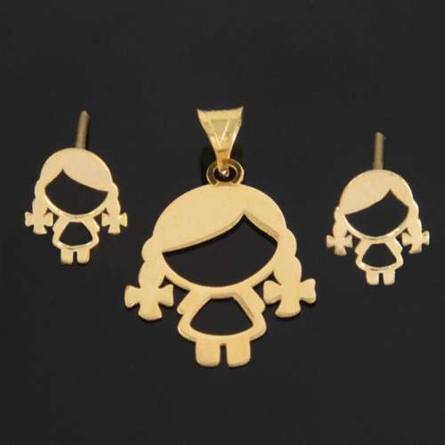 نیم ست طلا 18 عیار دخترانه مدل عروسکی