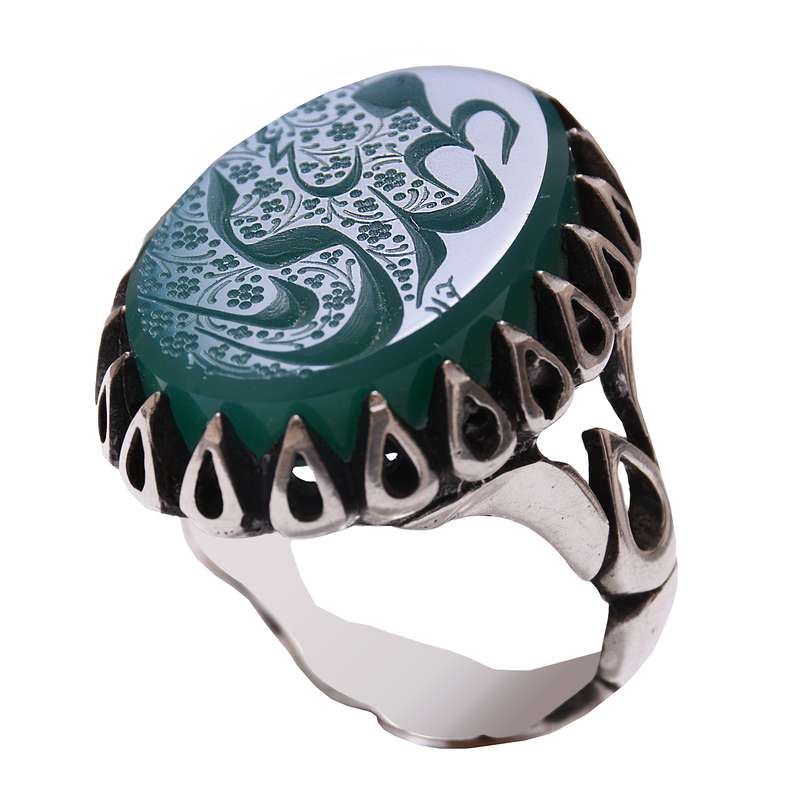 انگشتر نقره مردانه ملک زیور مدل عقیق حکاکی دستی ذکر یا مهدی عج