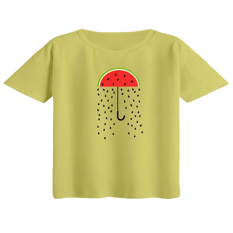 کراپ تی‌شرت آستین کوتاه زنانه مدل هندوانه چتر یلدایی کد 2