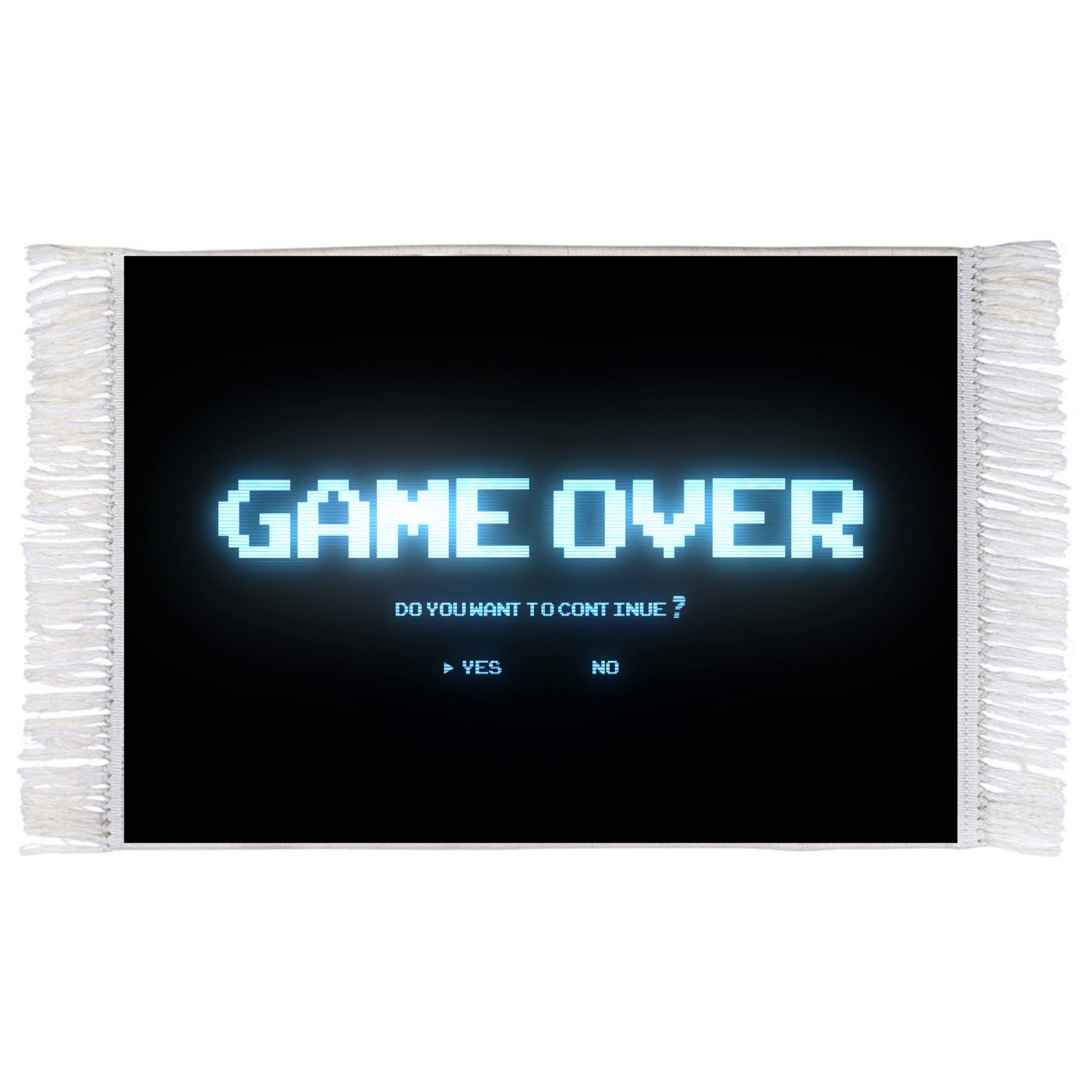 فرش ماشینی دیوارکوب اطلس آبی طرح Game Over مدل T1401