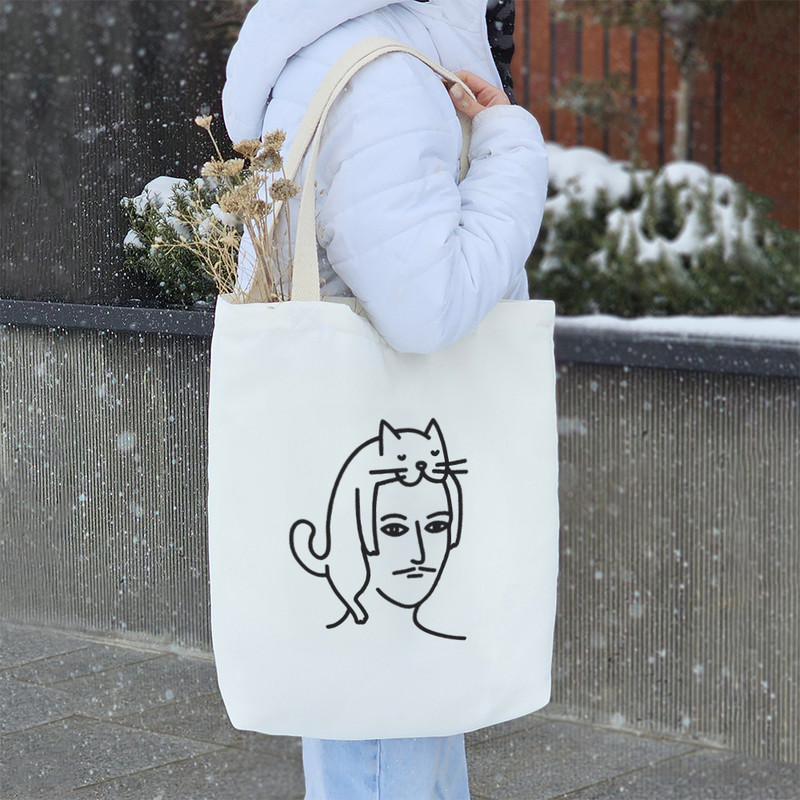 ساک خرید پارچه ای خندالو طرح گربه خانگی مدل توت بگ کد 6946