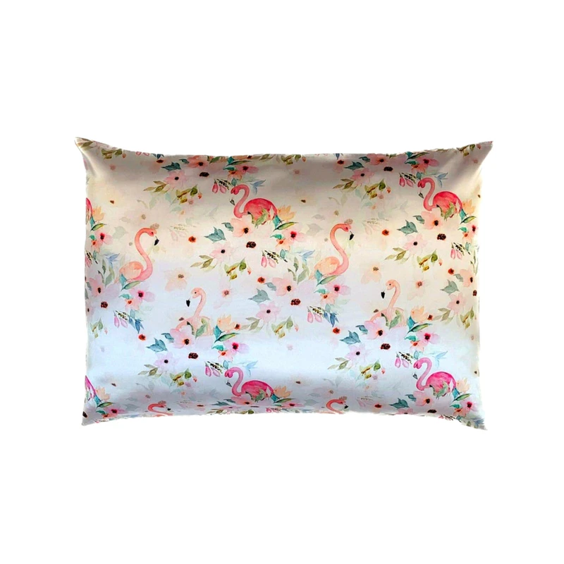 رو بالشی مدل ساتن ابریشم طرح فلامینگو سایز 50×70 سانتی متر