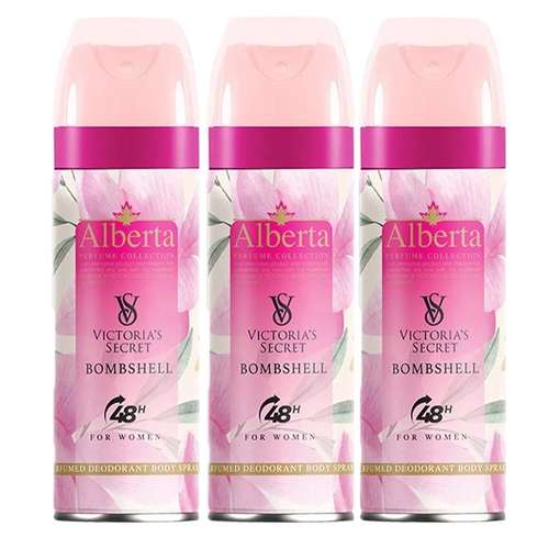 اسپری بدن زنانه آلبرتا مدل ویکتوریا سکرت بامشل حجم 200 میلی لیتر مجموعه 3 عددی