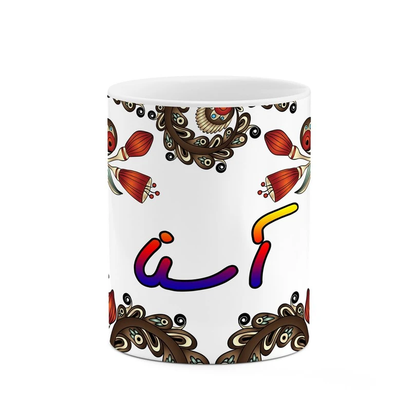 ماگ کاکتی مدل اسم آسنا طرح سنتی گل و بته کد mgh43624